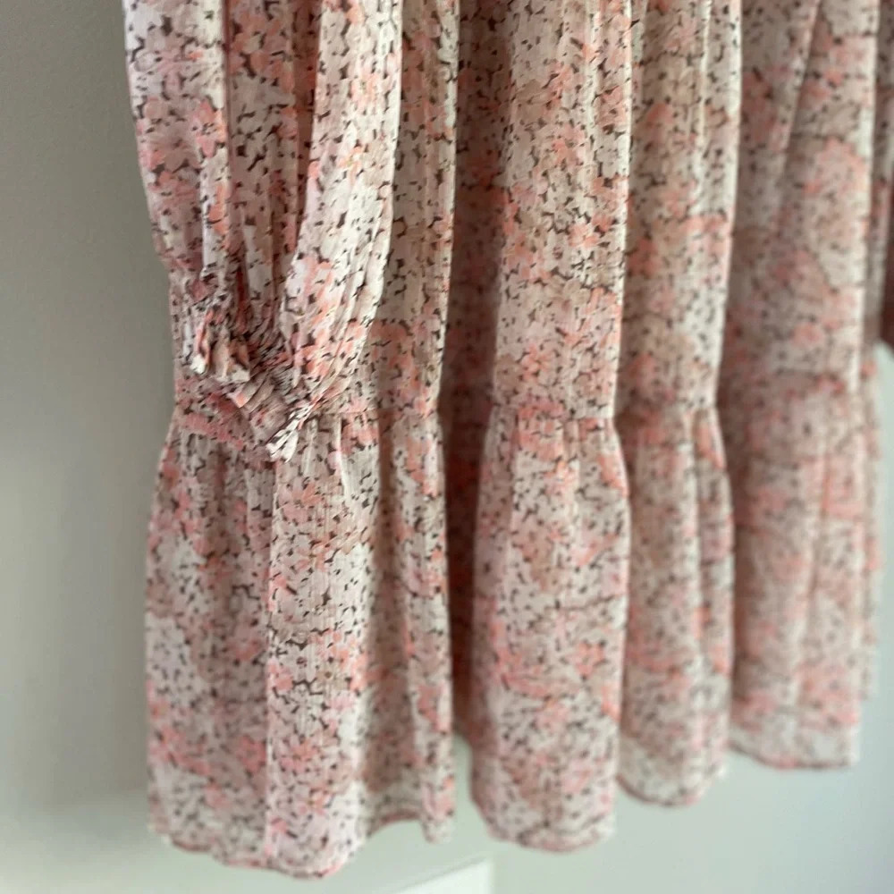 H&M Pink Floral Flowy Balloon Sleeve Boho Dress - Size Medium - Picture 5 of 12